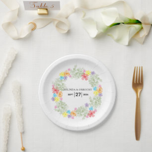 Assiettes En Carton Mariage de germe floral rustique