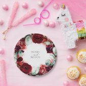 Assiettes En Carton Mariage de germe rouge de Bourgogne (Fête)