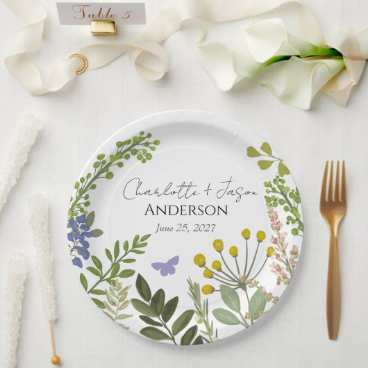 Assiettes En Carton Mariage de jardin d'été à feuillage persistant (Mariage)