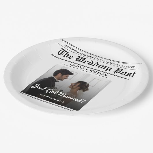 Assiettes En Carton Mariage de journal Numéro de table PHOTO moderne (Angle)