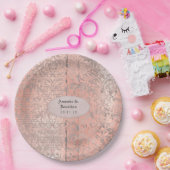 Assiettes En Carton Mariage de journal rose Gold Damask (Fête)