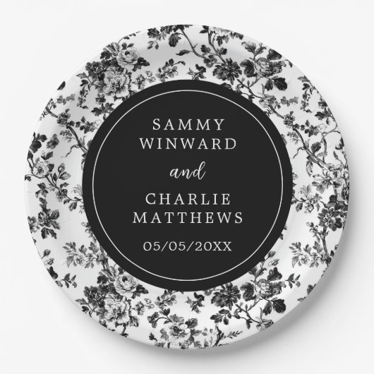 Assiettes En Carton Mariage de la Chine antique noire (Devant)