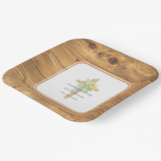 Assiettes En Carton Mariage de la croix de tournesol (Angulaire)