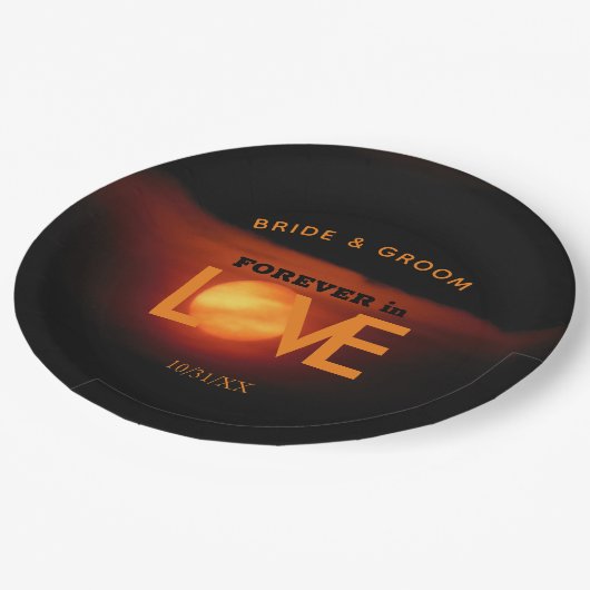 Assiettes En Carton Mariage de la lune de récolte complète (Angle)