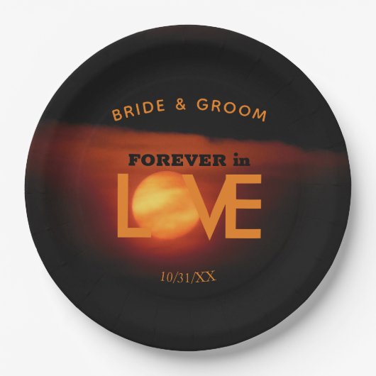 Assiettes En Carton Mariage de la lune de récolte complète (Devant)