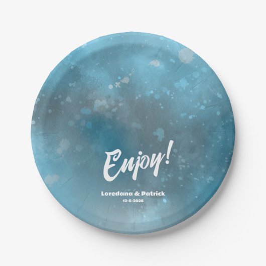 Assiettes En Carton Mariage de la mer bleue profonde (Devant)