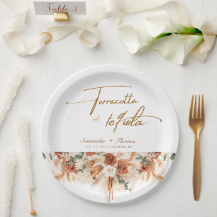 Assiettes En Carton Mariage de la Pampas en terre cuite et tequila bri