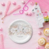 Assiettes En Carton Mariage de laiton et d'orchidées blanches Pampas (Fête)