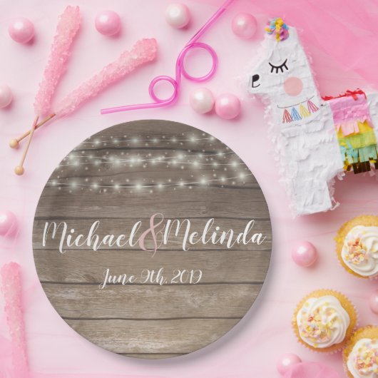 Assiettes En Carton Mariage de lampes en bois rustique (Fête)