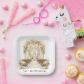 Assiettes En Carton Mariage de l'église blanche et or (Fête)