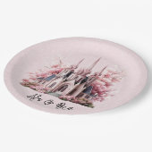 Assiettes En Carton Mariage de l'église d'aquarelle rose (Angle)