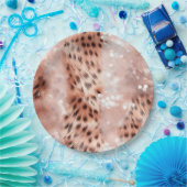 Assiettes En Carton Mariage de léopard doré Rose Glam (Fête)