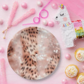 Assiettes En Carton Mariage de léopard doré Rose Glam (Fête)