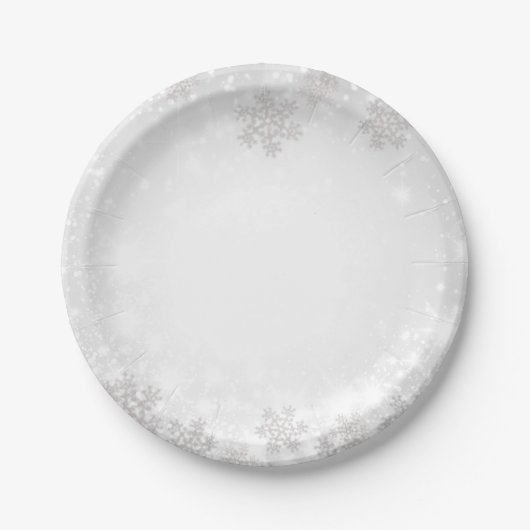 Assiettes En Carton Mariage de l'hiver Wonderland White Sparkakes (Devant)