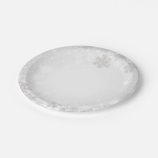 Assiettes En Carton Mariage de l'hiver Wonderland White Sparkakes (Angle)