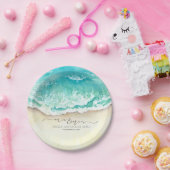 Assiettes En Carton Mariage de M. et Mme à la plage tropicale (Fête)