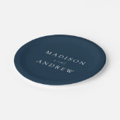 Assiettes En Carton Mariage de marine de script élégant moderne (Angle)