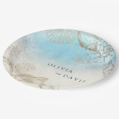 Assiettes En Carton Mariage de mer Été Bleu Océan Plage Mariage (Angle)