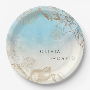 Assiettes En Carton Mariage de mer Été Bleu Océan Plage Mariage