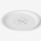 Assiettes En Carton Mariage de monogramme Beige Simple Heart (Angle)