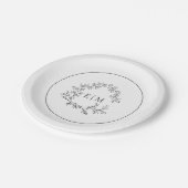 Assiettes En Carton Mariage de monogramme blanc moderne (Angle)