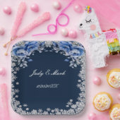 Assiettes En Carton Mariage de Noël des Roses bleus (Fête)