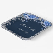 Assiettes En Carton Mariage de Noël des Roses bleus (Angulaire)