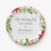 Assiettes En Carton Mariage de Noël Floral Personnalisé Fête (Devant)