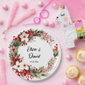 Assiettes En Carton Mariage de Noël Poinsettia Wreath (Fête)