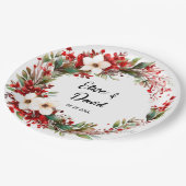 Assiettes En Carton Mariage de Noël Poinsettia Wreath (Angle)