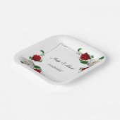 Assiettes En Carton Mariage De Noël Rose Rouge Et Blanc (Angulaire)