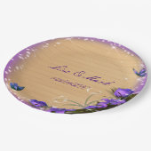 Assiettes En Carton Mariage de papillon floral violet en bois rustique (Angle)