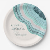 Assiettes En Carton Mariage de Parties scintillant de géode d'âge ID T (Devant)