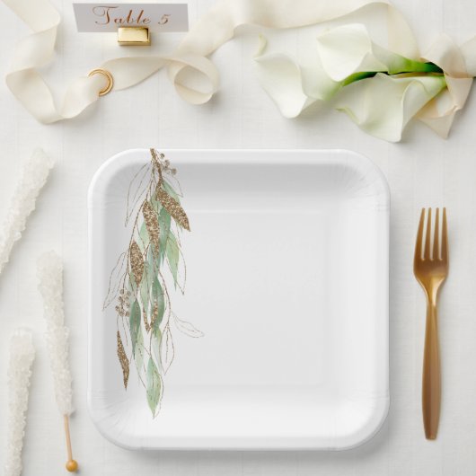 Assiettes En Carton Mariage de Parties scintillant Glitzy Eucalyptus o (Mariage)
