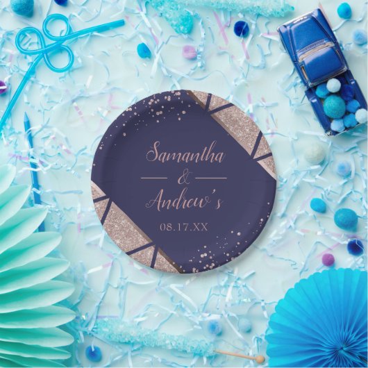 Assiettes En Carton Mariage de Parties scintillant Gold Confetti Rose (Fête)