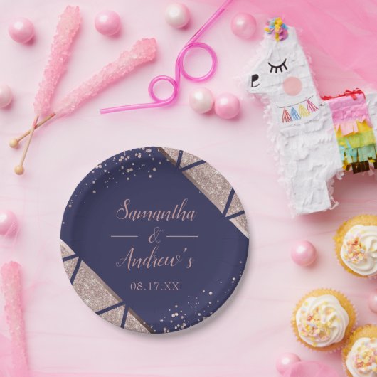 Assiettes En Carton Mariage de Parties scintillant Gold Confetti Rose (Fête)