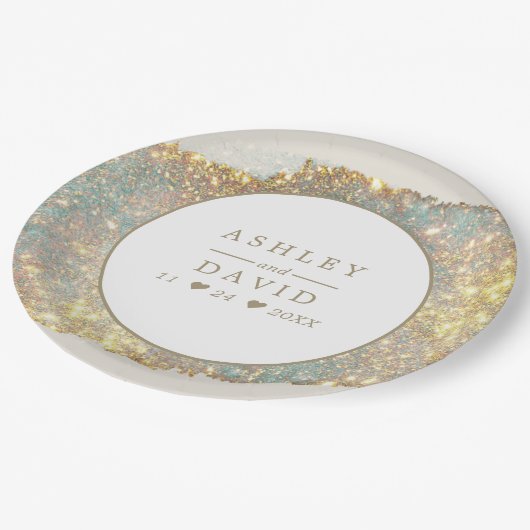 Assiettes En Carton Mariage de Parties scintillant Iridescente moderne (Angle)