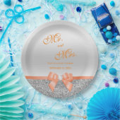 Assiettes En Carton Mariage de Parties scintillant romantique à corail (Fête)