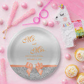 Assiettes En Carton Mariage de Parties scintillant romantique à corail (Fête)