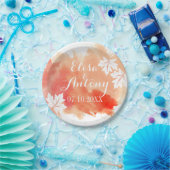 Assiettes En Carton Mariage de pêche moderne de l'aquarelle splash cor (Fête)