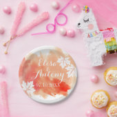 Assiettes En Carton Mariage de pêche moderne de l'aquarelle splash cor (Fête)