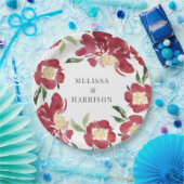 Assiettes En Carton Mariage de pivoine rouge (Fête)