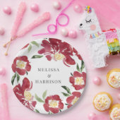 Assiettes En Carton Mariage de pivoine rouge (Fête)