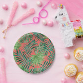 Assiettes En Carton Mariage de plage aux feuilles de palmier tropicale (Fête)