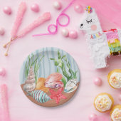 Assiettes En Carton Mariage de plage de coquillages bleu tropical (Fête)