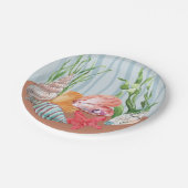 Assiettes En Carton Mariage de plage de coquillages bleu tropical (Angle)
