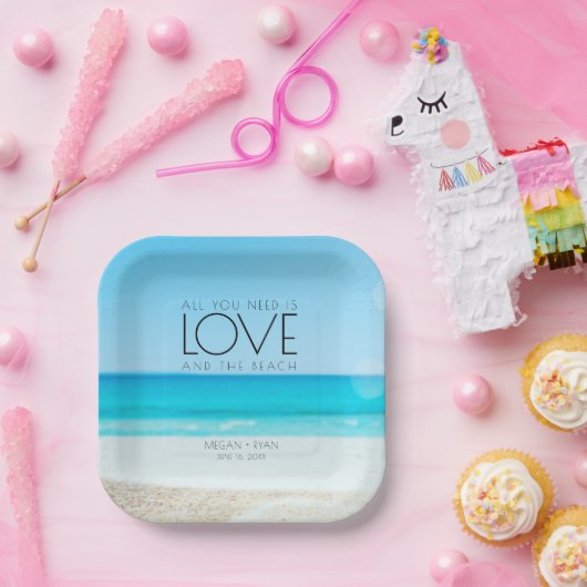 Assiettes En Carton Mariage de plage de destination (Fête)