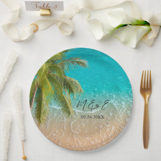 Assiettes En Carton Mariage de plage Tropical élégant