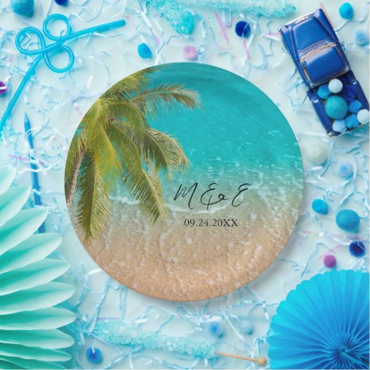 Assiettes En Carton Mariage de plage Tropical élégant (Fête)