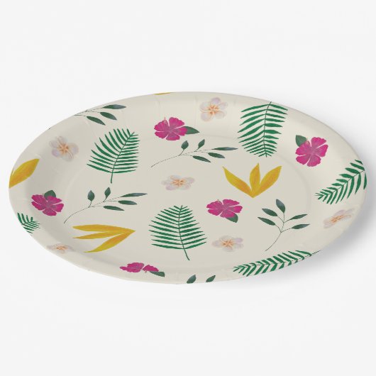 Assiettes En Carton Mariage de plage tropicale à l'aquarelle  (Angle)